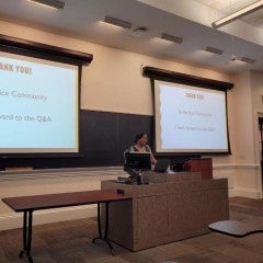 Treva Lindsey speaking at event at Rice University, Center for African and African American Studies